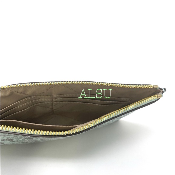 🎄 SANTA’S DEAL 🎄 Michael Kors Clutch ZIP XL Embossed Leather Jade 35S0GTVW4G - Picture 4 of 8